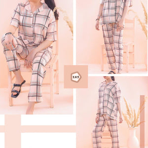 Summer Friendly Lilen Stuff Front Open Pajama Suits