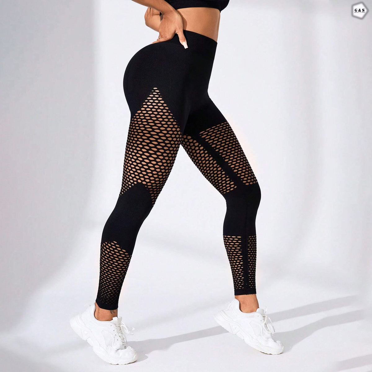 Ladies Imported Black Mesh Hole Design Butt Lifter Gym/Yoga Legging