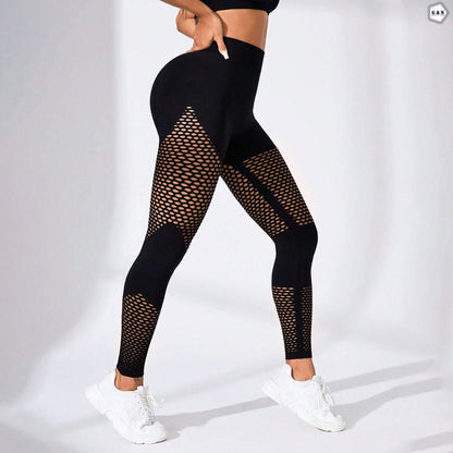 Ladies Imported Black Mesh Hole Design Butt Lifter Gym/Yoga Legging