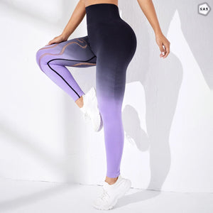 High Waist Butt Lifter Purple Color Mesh Hole Gym/Yoga Legging