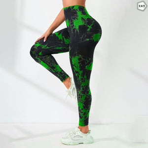 High Waist Seamless Green Printed Butt Lifter Gym/Yoga Legging