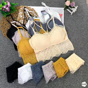 Pack Of 3 Cotton Lace Bralette With Panty Sets