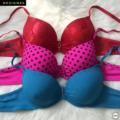 Ladies Imported 36A-B Size Pushup Pack Of 3 Single Padded Wired Bras