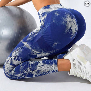 High Waist Seamless Blue Printed Butt Lifter Gym/Yoga Legging