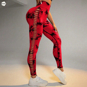 High Waist Butt Lifter Red Side Mesh Hole Design Gym/Yoga Legging