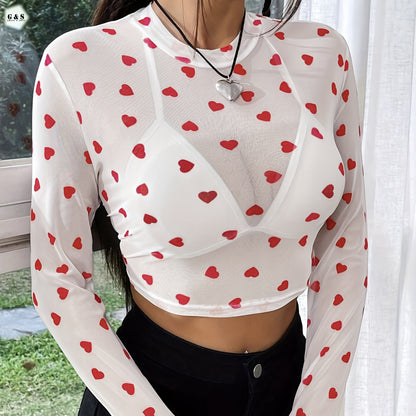Heart Printed High Quality Fully Stretchable Gymwear/Casual Shirt