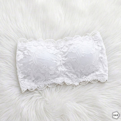 Girls Imported Pack Of 3 Lace Design Light Padded Strapless Bras