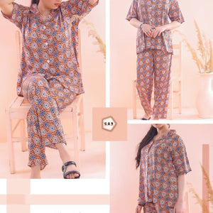 Summer Friendly Lilen Stuff Front Open Pajama Suits