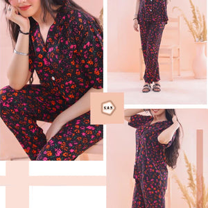 Summer Friendly Lilen Stuff Front Open Pajama Suits