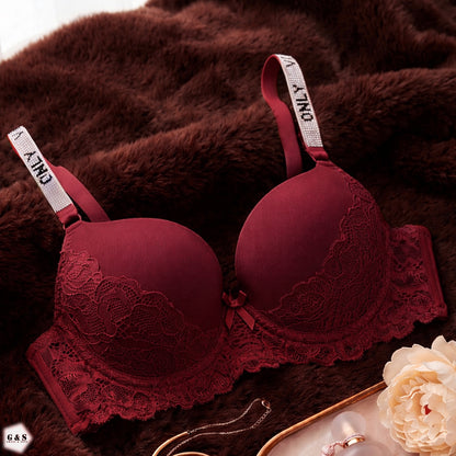 Pack Of 3 Fancy Wired Stones Design Lace Pushup Bras