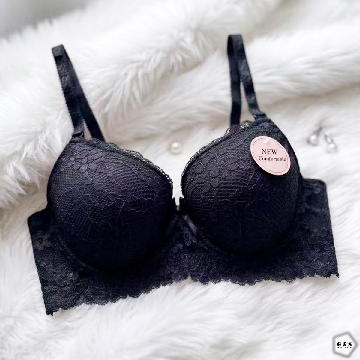 Ladies Imported Pack Of 3 Wired Lace Pushup Bras