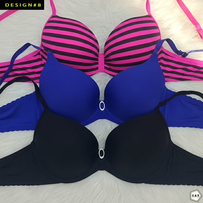 Ladies Imported 36A-B Size Pushup Pack Of 3 Single Padded Wired Bras