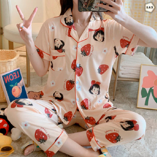 Front Open Design Pajama Suit