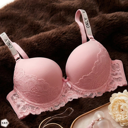 Pack Of 3 Fancy Wired Stones Design Lace Pushup Bras