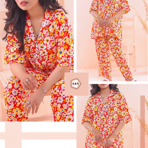 Summer Friendly Lilen Stuff Front Open Pajama Suits