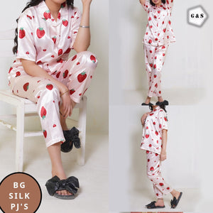 Half Sleeves Silk Night Suit