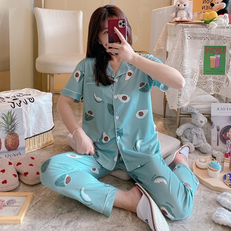 2 Piece Pajama Suit Front Open