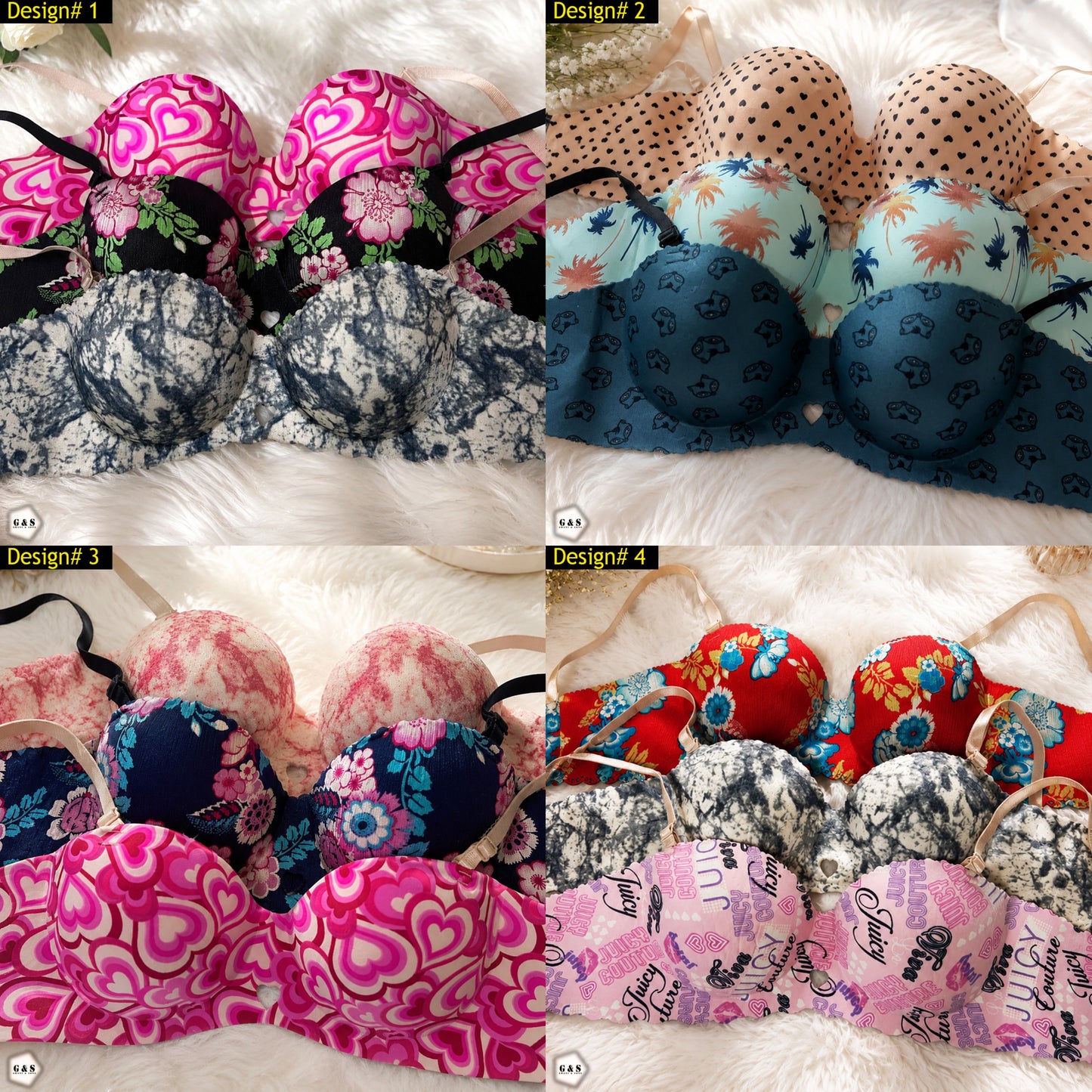 32 Size Non-Wired Pack Of 3 High Quality Seamless Double Padded Pushup Bras
