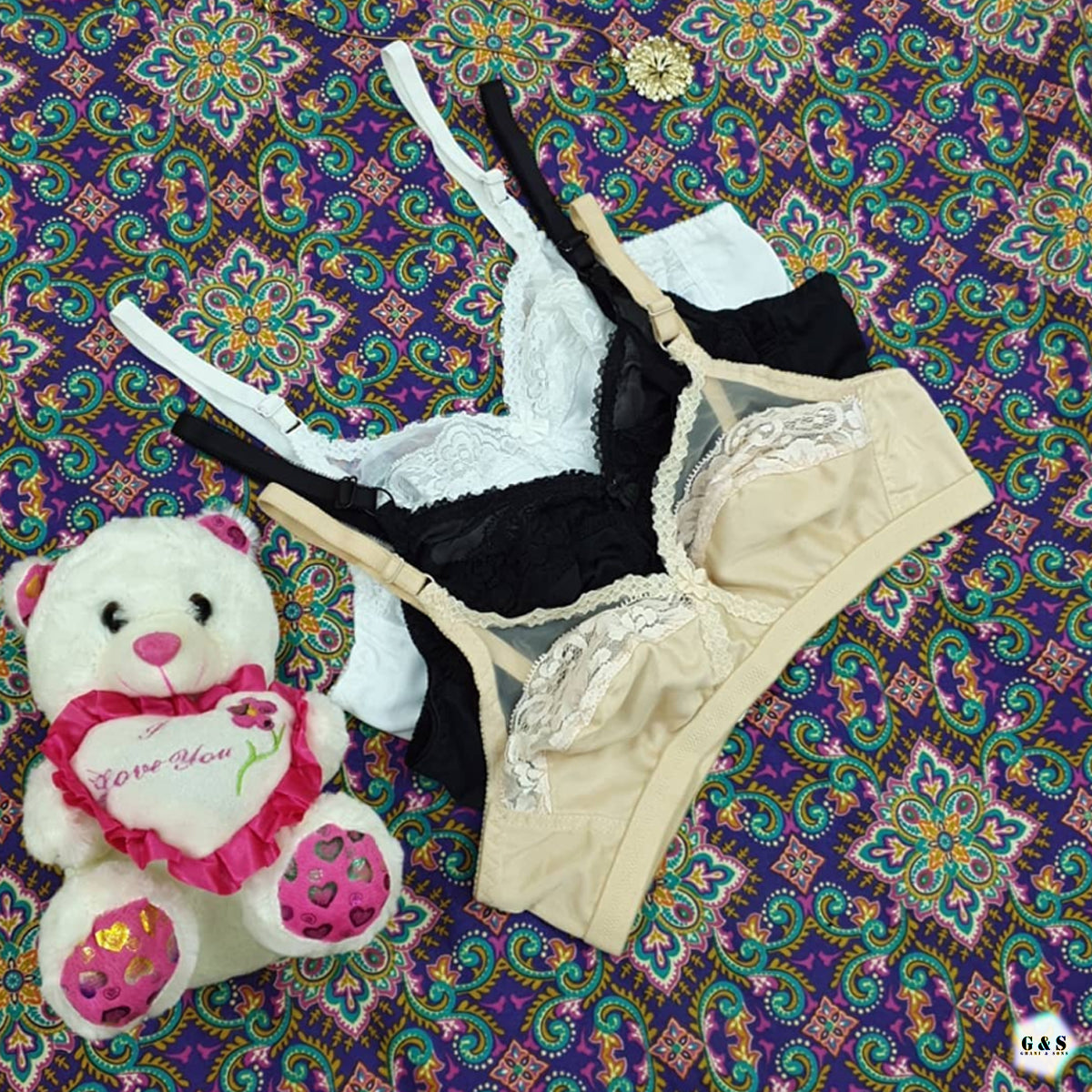 Pack Of 3 Jersey Net Bra